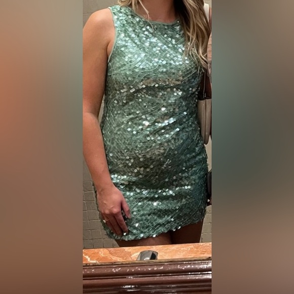 Peppermayo Tongue Tied Sequin Mini Dress - Mint - Picture 7 of 7